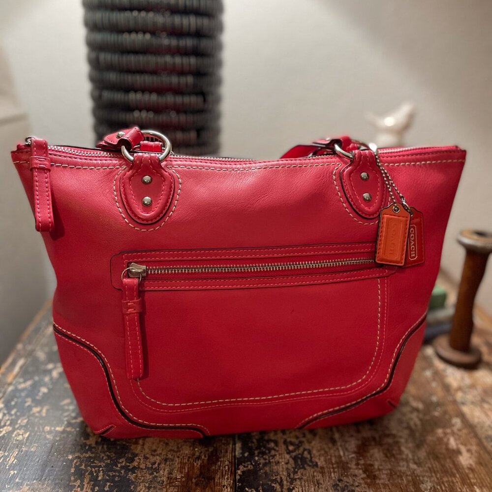Coach poppy rose pink leather bag